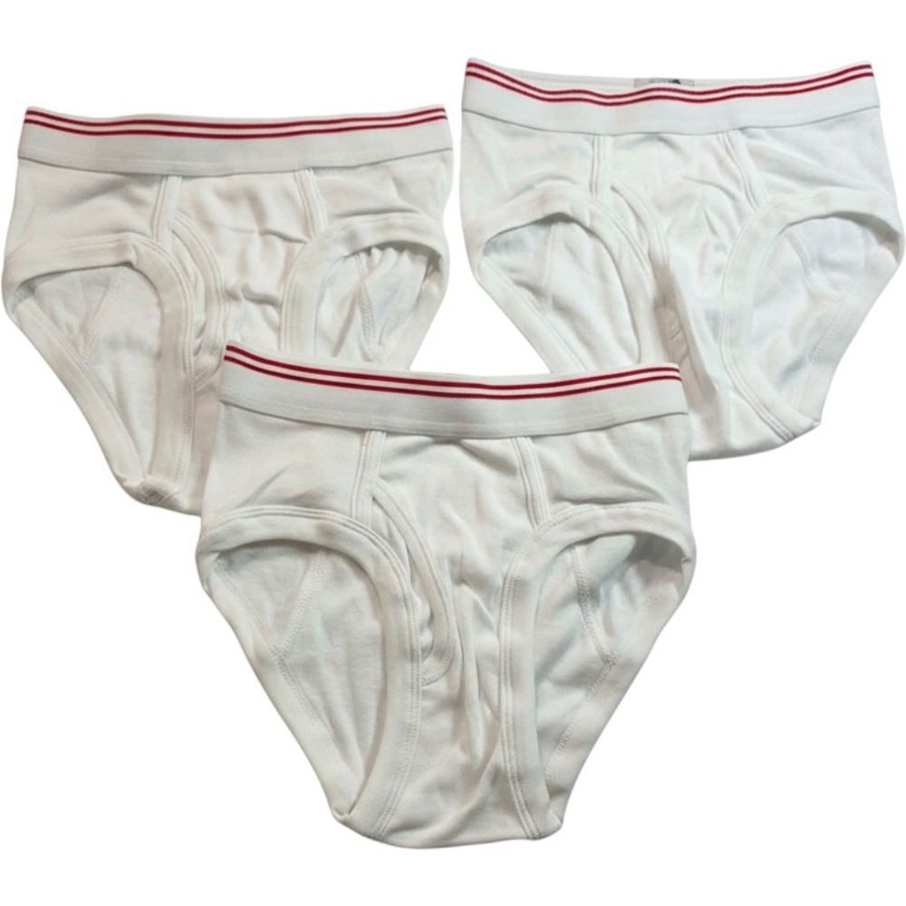 NWOT VTG Tiger Briefs Boys Size 14-16 White Red Stripe Waistband 3 Pack